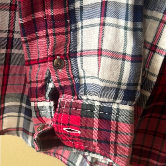 Chaps Red and White Casual Button Down Shirt - Picture 7 of 8